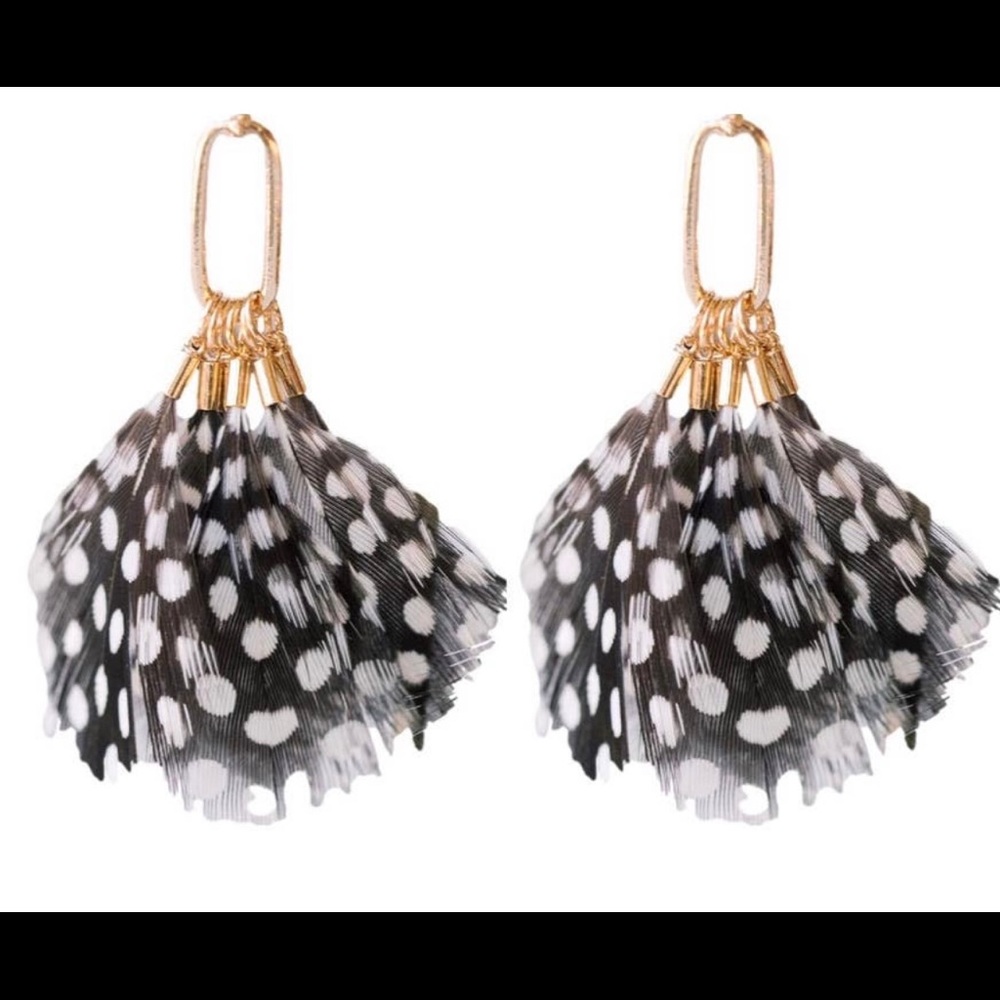 New Spotted Feather Tassels Earrings